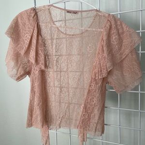 Never worn before, Zara sheer ruffle lace top